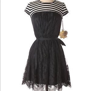 Princess Vera Wang Striped Lace Dress